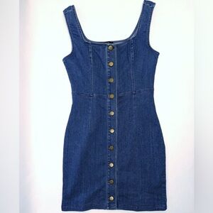 Stylish Blue Button-Front Mini Dress